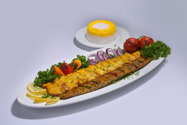Chicken Soltani Kebab.